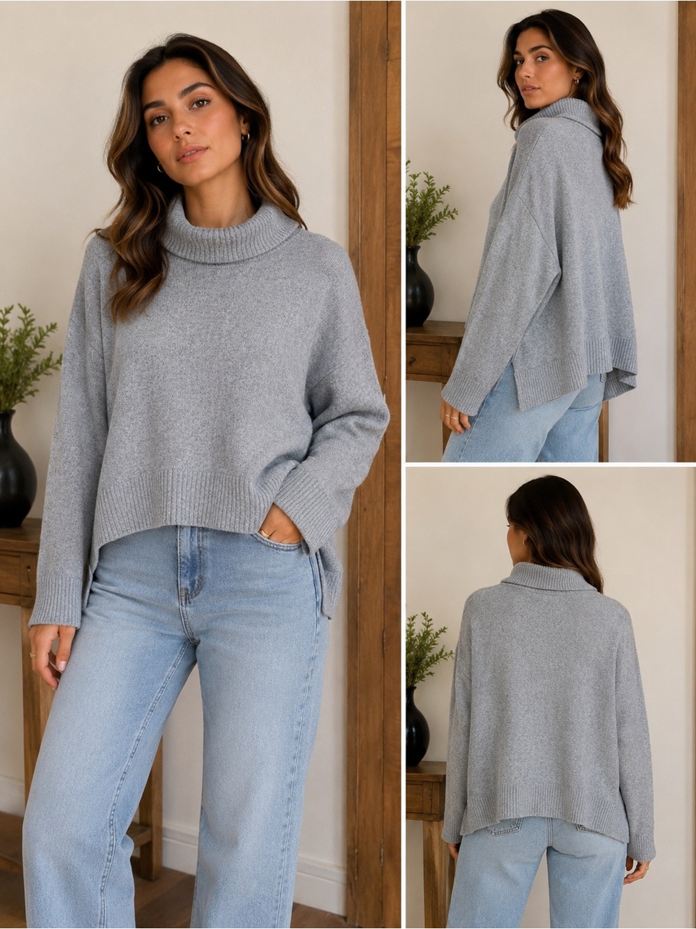 Westbound Light Gray Cozy Turtleneck Sweater